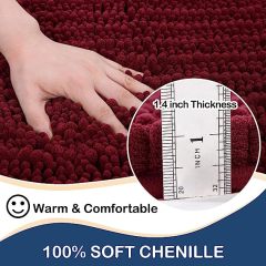 Rugs&Mats-Luxury Chenille Bathroom Rug-Burgundy