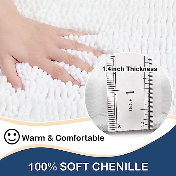 Rugs&Mats-Luxury Chenille Bathroom Rug-White