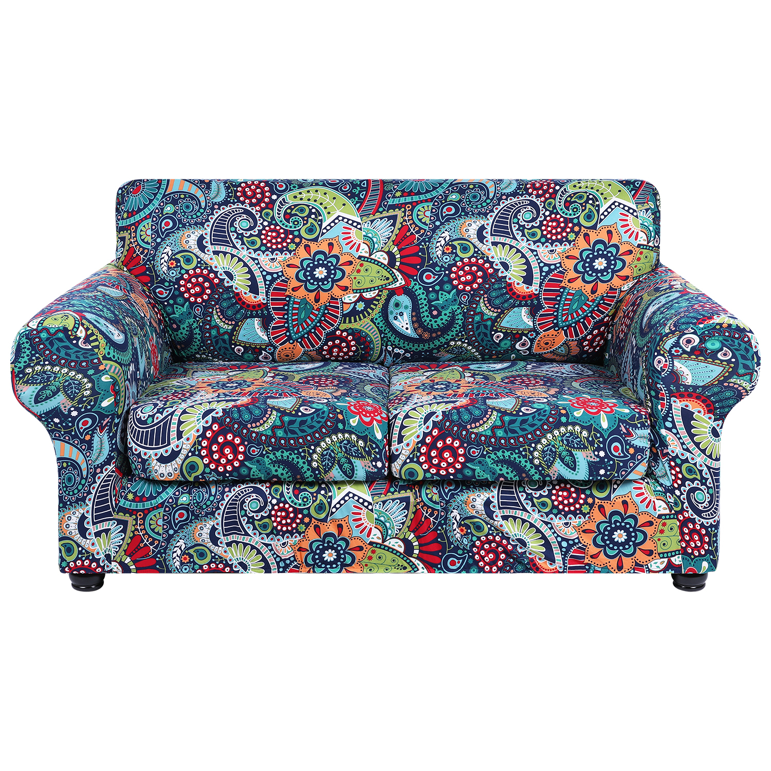 Slipcover-Floral Pattern Printed Sofa Slipcovers-Blue Green