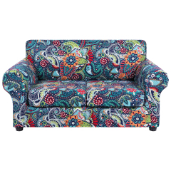 Slipcover-Floral Pattern Printed Sofa Slipcovers-Blue Green