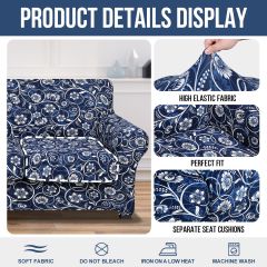 Slipcover-Floral Pattern Printed Sofa Slipcovers-Blue