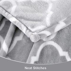 Blanket-Microfiber Lightweight Plush Reversible Throw Blanket-Grey and White