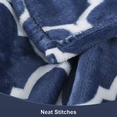 Blanket-Microfiber Lightweight Plush Reversible Throw Blanket-Navy Blue and White