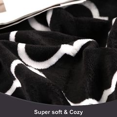 Blanket-Microfiber Lightweight Plush Reversible Throw Blanket-Black and White