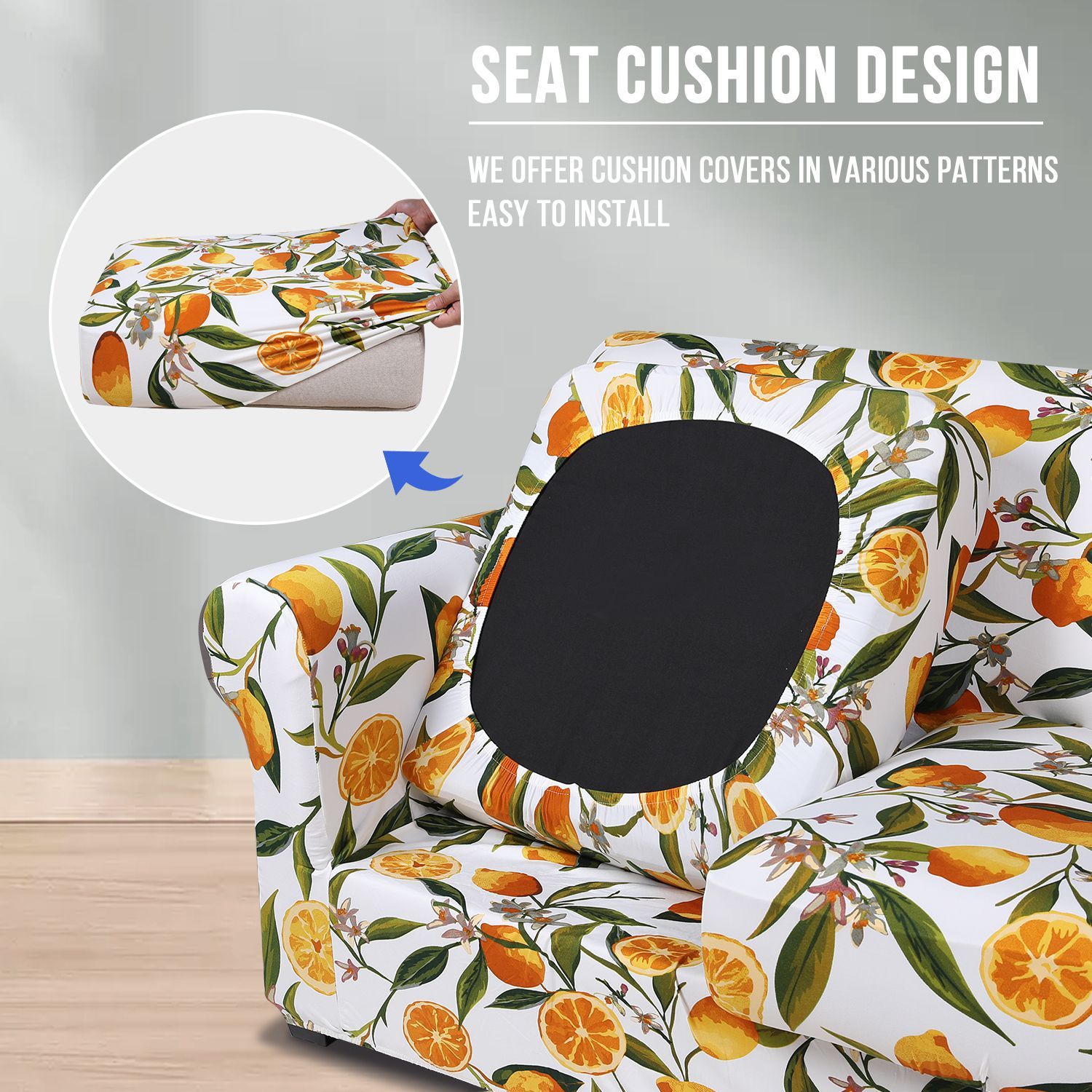 Slipcover-Floral Pattern Printed Sofa Slipcovers-Orange