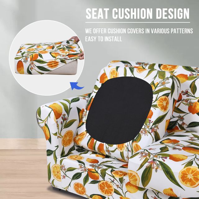 Slipcover-Floral Pattern Printed Sofa Slipcovers-Orange