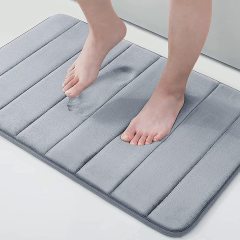 Rugs&Mats-Memory Foam 3 Pieces Bathroom Rug-Grey