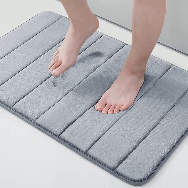Rugs&Mats-Memory Foam 3 Pieces Bathroom Rug-Grey