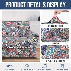 Slipcover-Floral Pattern Printed Sofa Slipcovers-Light Beige