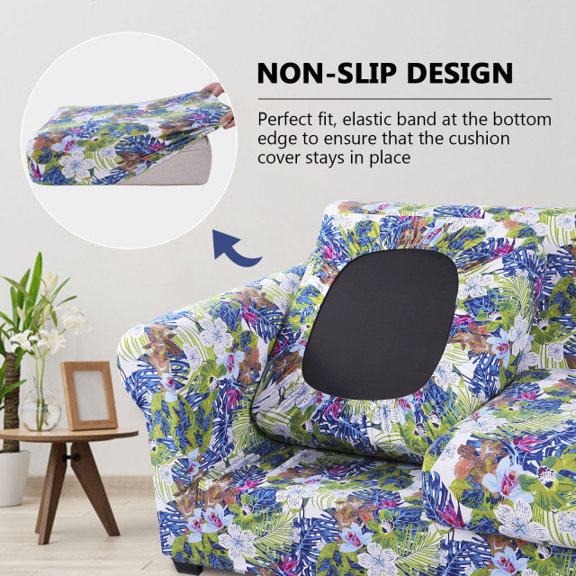 Slipcover-Floral Pattern Printed Sofa Slipcovers-Green