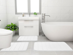 Rugs&Mats-Memory Foam 3 Pieces Bathroom Rug-White