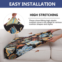 Printed Sofa Couch Cushion Covers-Black yellow