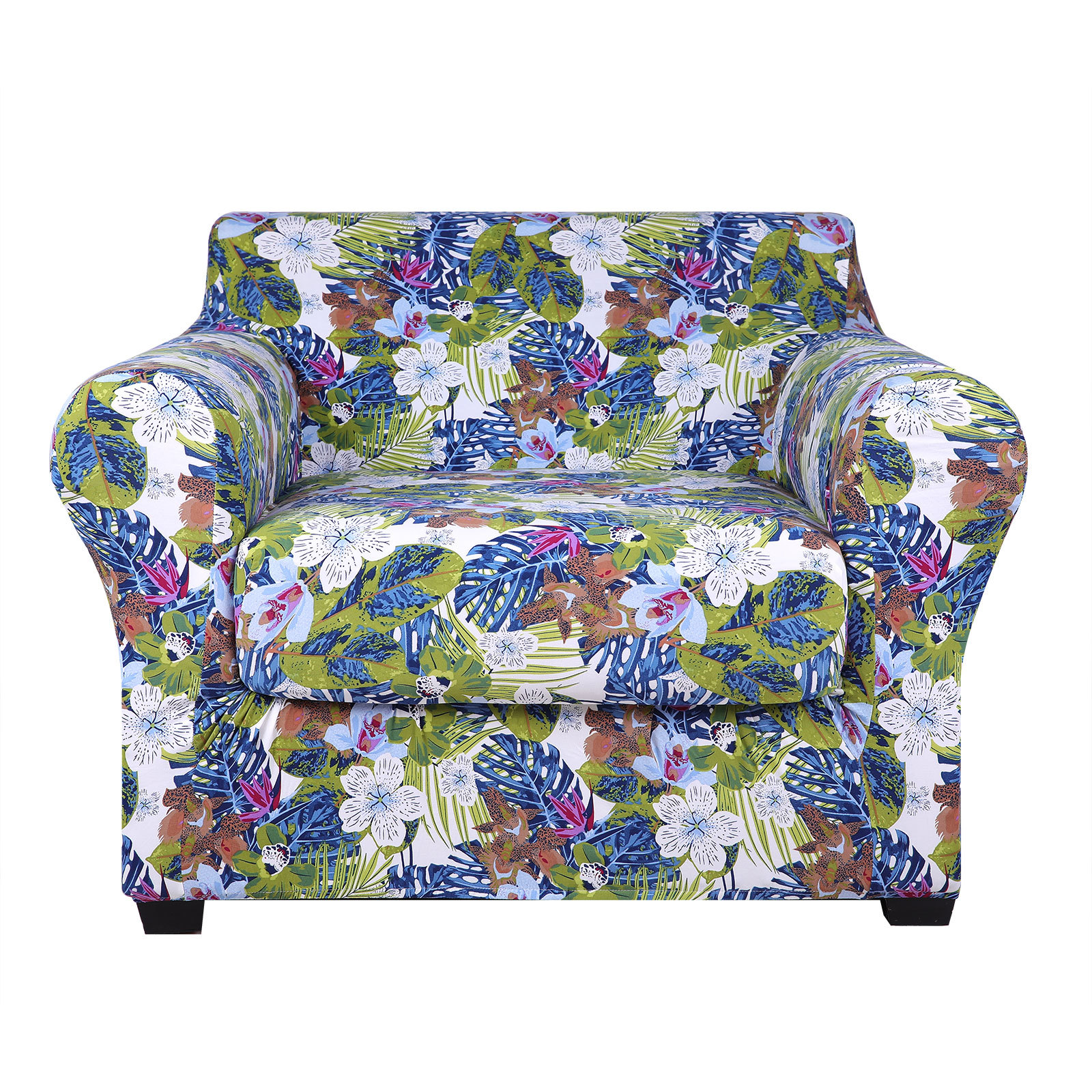 Slipcover-Floral Pattern Printed Sofa Slipcovers-Green