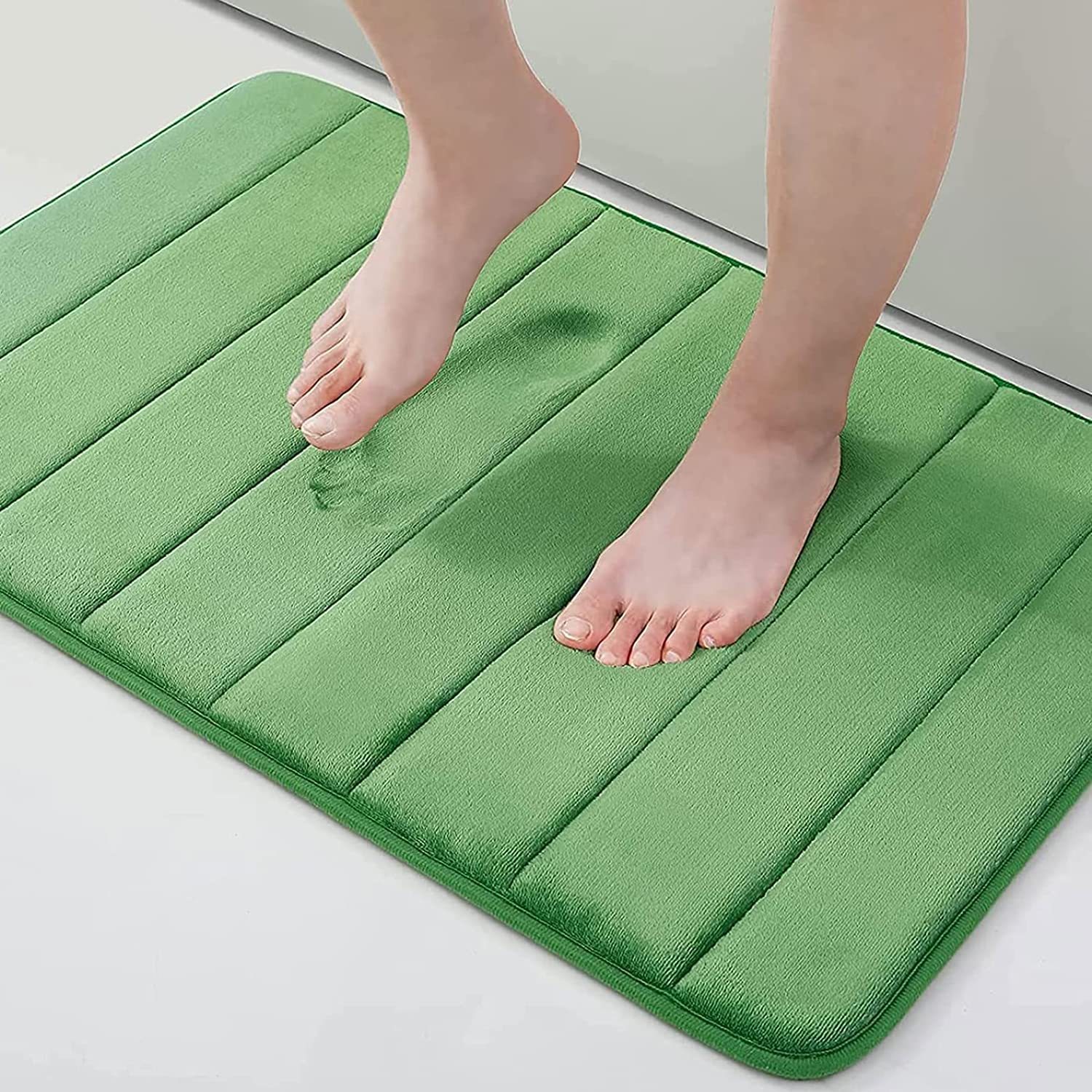 Rugs&Mats-Memory Foam 3 Pieces Bathroom Rug-Green