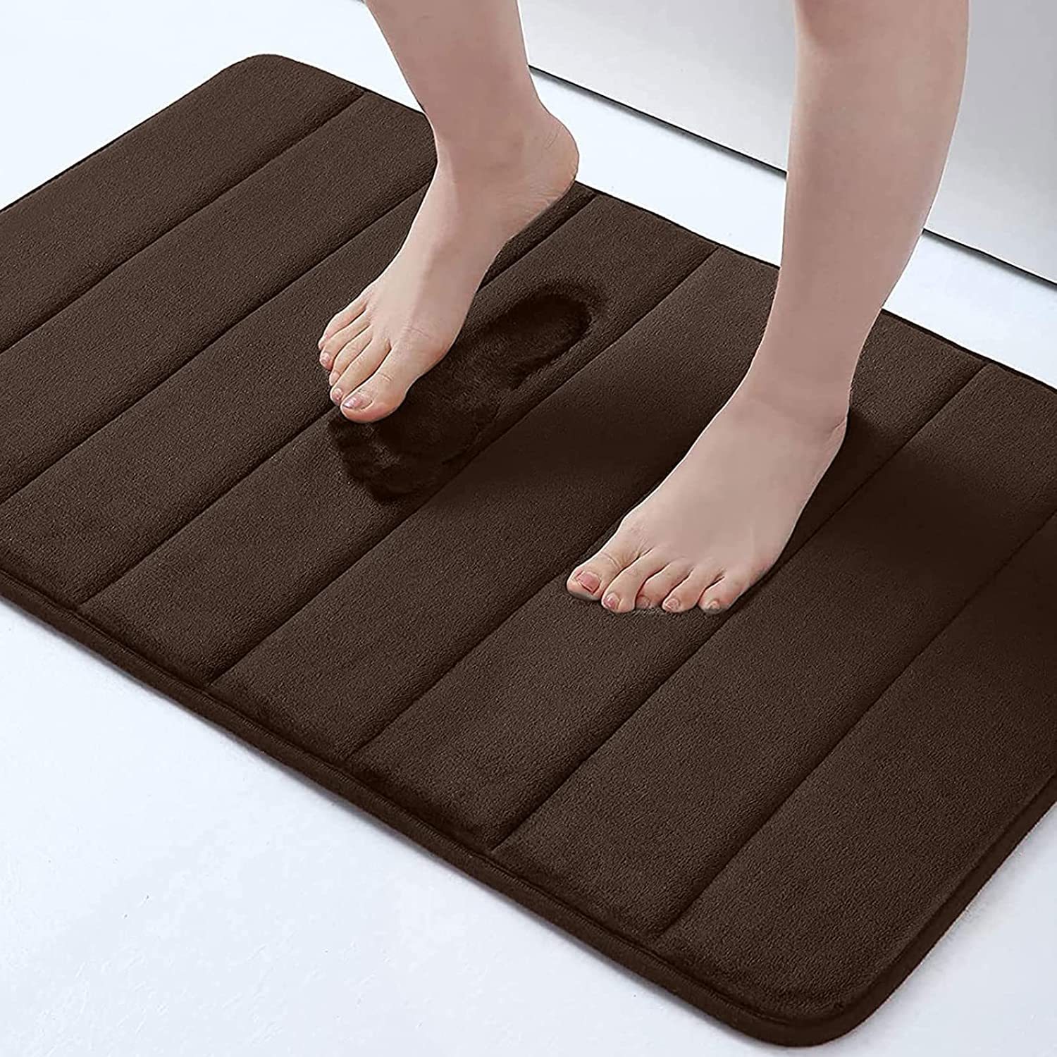 Rugs&Mats-Memory Foam 3 Pieces Bathroom Rug-Coffee