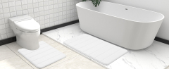 Rugs&Mats-Memory Foam 3 Pieces Bathroom Rug-White