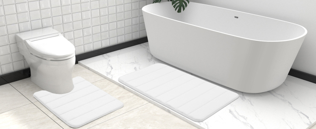 Rugs&Mats-Memory Foam 3 Pieces Bathroom Rug-White