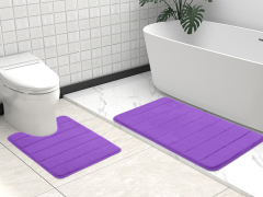 Rugs&Mats-Memory Foam 3 Pieces Bathroom Rug-Purple