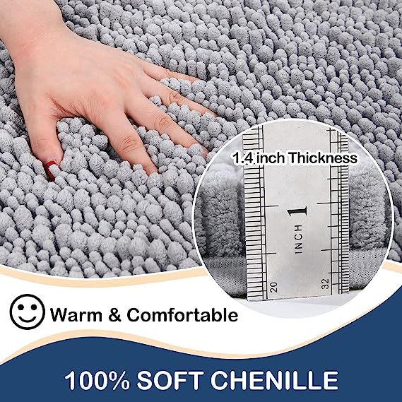 Rugs&Mats-Luxury Chenille Bathroom Rug-Light Grey