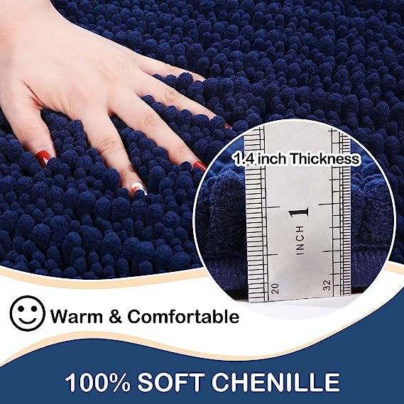 Rugs&Mats-Luxury Chenille Bathroom Rug-Navy blue