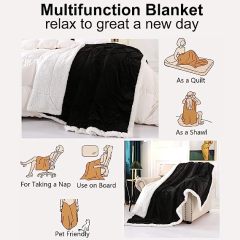Blanket-Microfiber Lightweight Plush Reversible Throw Blanket-Black