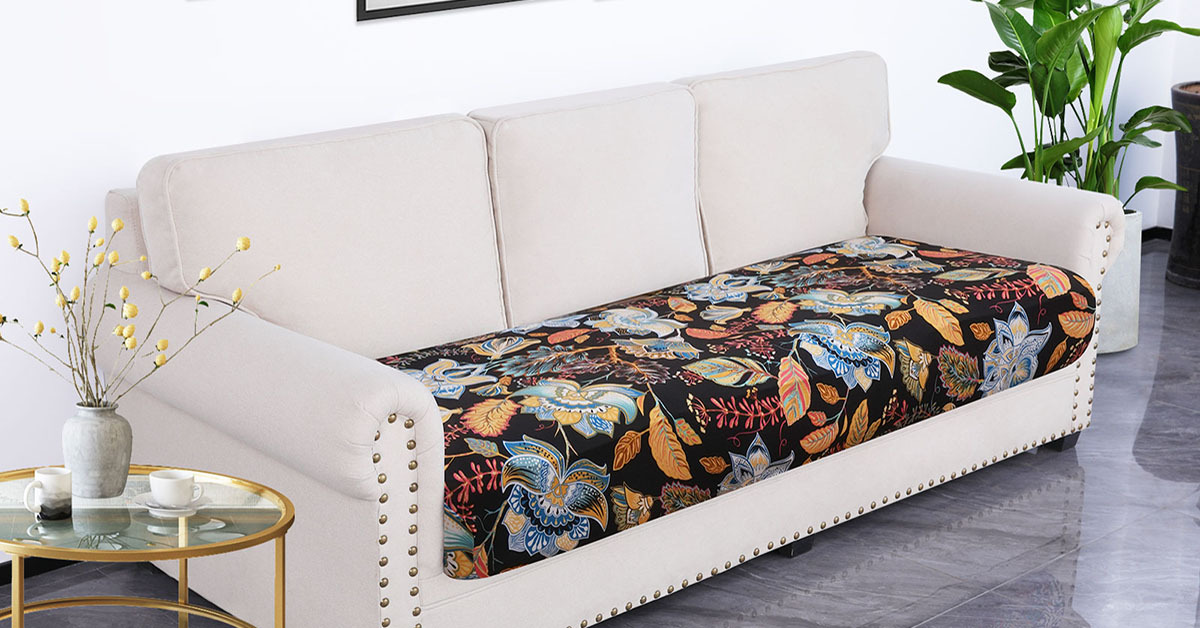 Printed Sofa Couch Cushion Covers-Black yellow