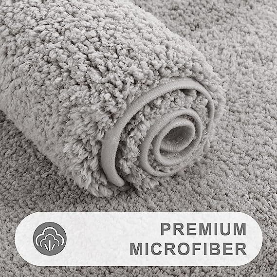 Rugs&Mats-Microfiber Bathroom Contour Rug-Light Grey