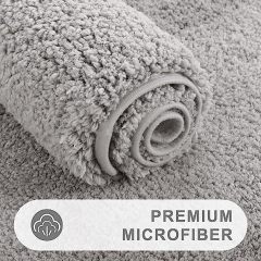 Rugs&Mats-Microfiber Bathroom Contour Rug-Light Grey