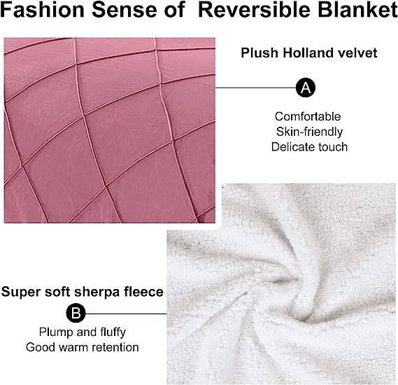 Blanket-Microfiber Lightweight Plush Reversible Throw Blanket-Pink