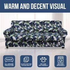 Slipcover-Floral Pattern Printed Sofa Slipcovers-Gray Green