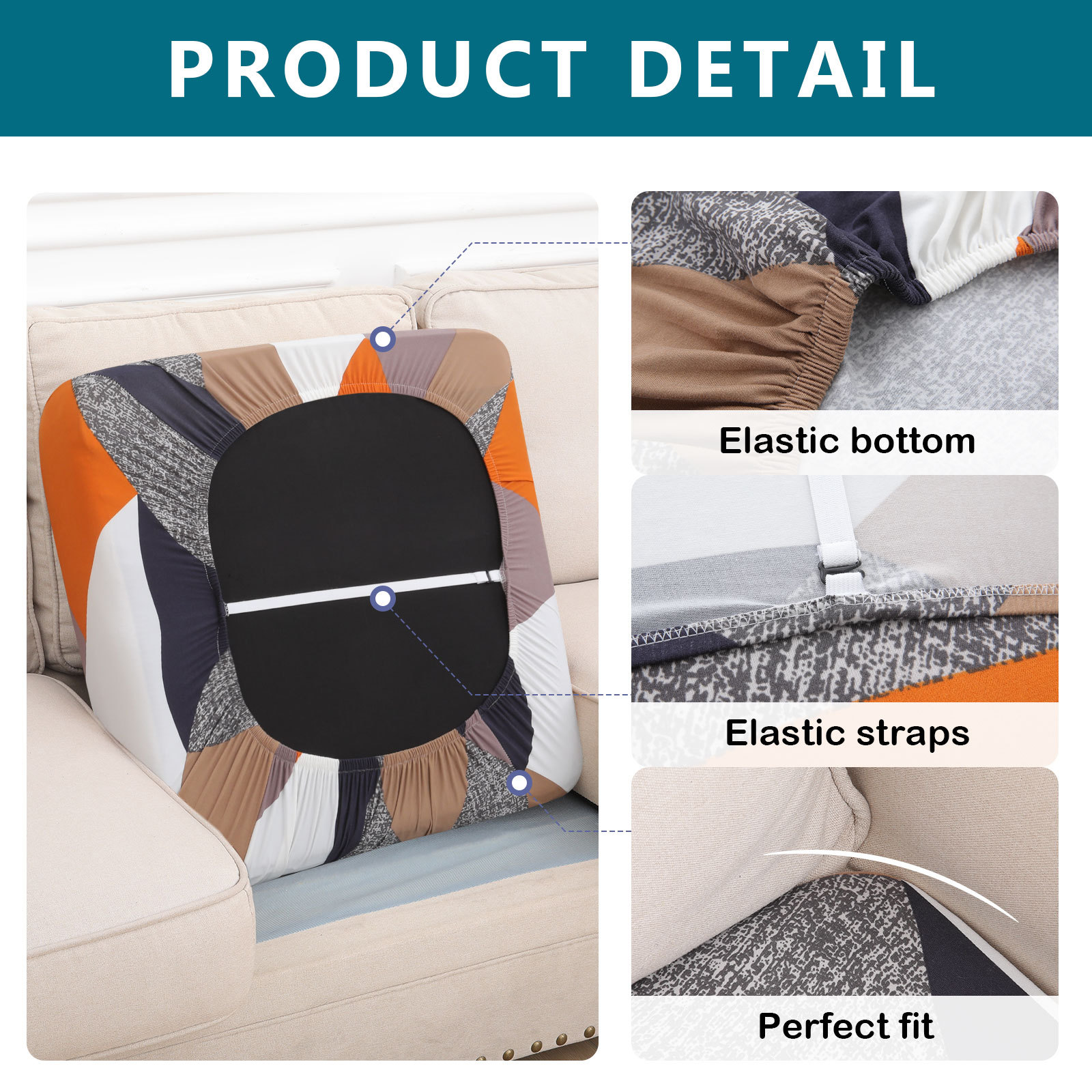 Printed Sofa Couch Cushion Covers- Multi Color Geometric