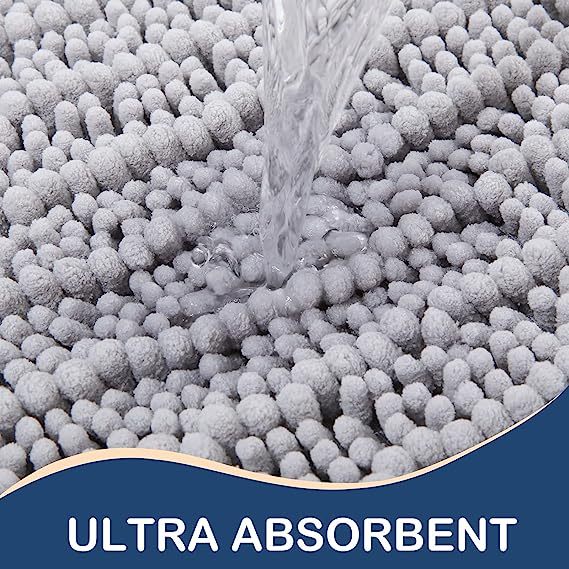 Rugs&Mats-Luxury Chenille Bathroom Rug-Light Grey
