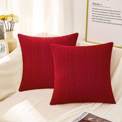 Raised Twisted Rope Pattern Pillow Covers-Red