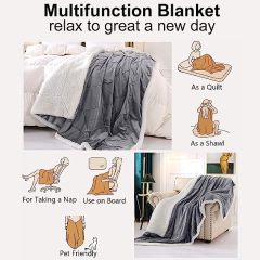 Blanket-Microfiber Lightweight Plush Reversible Throw Blanket-Grey