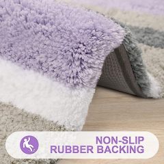 Rugs&Mats-Microfiber Striped Bathroom Rugs-Purple
