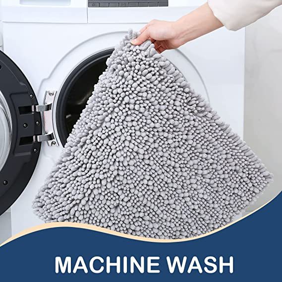Rugs&Mats-Luxury Chenille Bathroom Rug-Light Grey