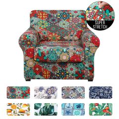 Slipcover-Floral Pattern Printed Sofa Slipcovers-Red