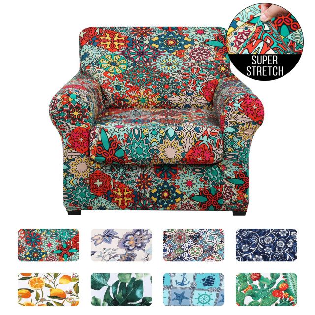 Slipcover-Floral Pattern Printed Sofa Slipcovers-Red