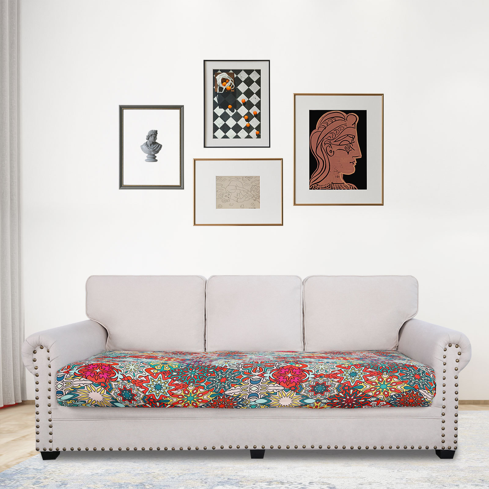 Printed Sofa Couch Cushion Covers- Red
