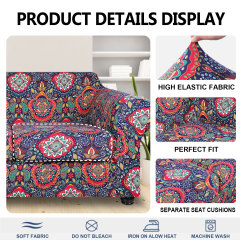 Slipcover-Floral Pattern Printed Sofa Slipcovers-Red&blue