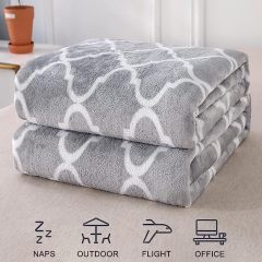 Blanket-Microfiber Lightweight Plush Reversible Throw Blanket-Grey and White