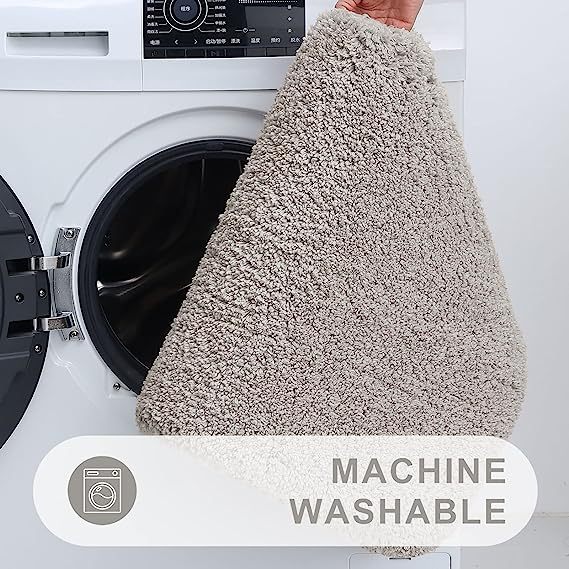 Rugs&Mats-Microfiber Bathroom Contour Rug-Light Grey