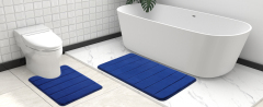 Rugs&Mats-Memory Foam 3 Pieces Bathroom Rug-Navy Blue