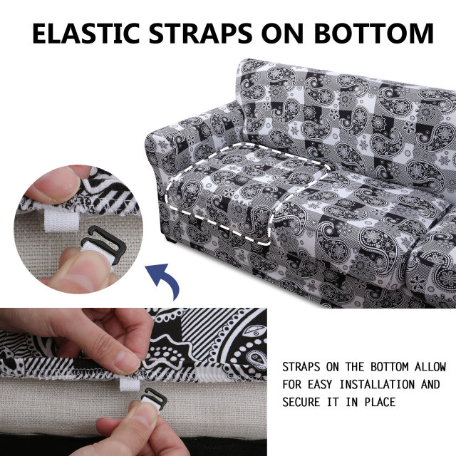 Slipcover-Floral Pattern Printed Sofa Slipcovers-White