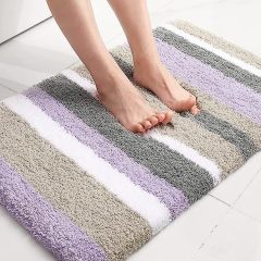 Rugs&Mats-Microfiber Striped Bathroom Rugs-Purple
