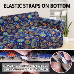 Slipcover-Floral Pattern Printed Sofa Slipcovers-Blue&yellow