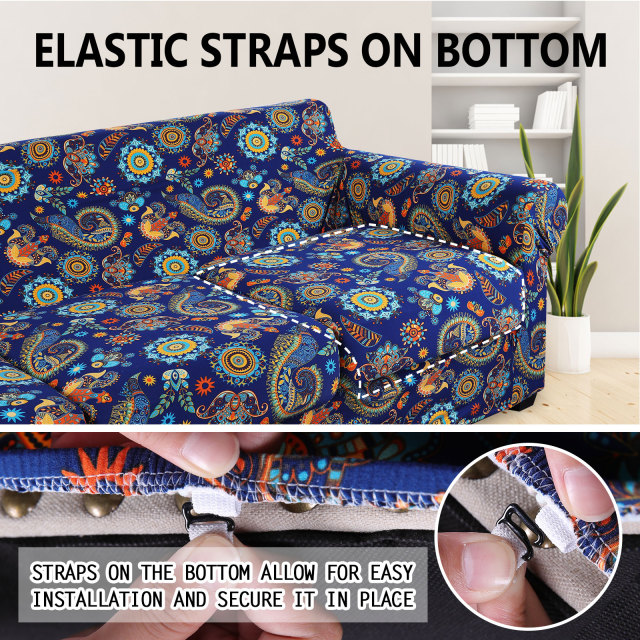 Slipcover-Floral Pattern Printed Sofa Slipcovers-Blue&yellow