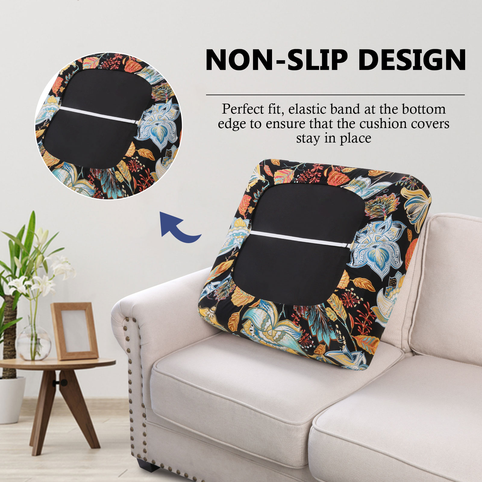 Printed Sofa Couch Cushion Covers-Black yellow