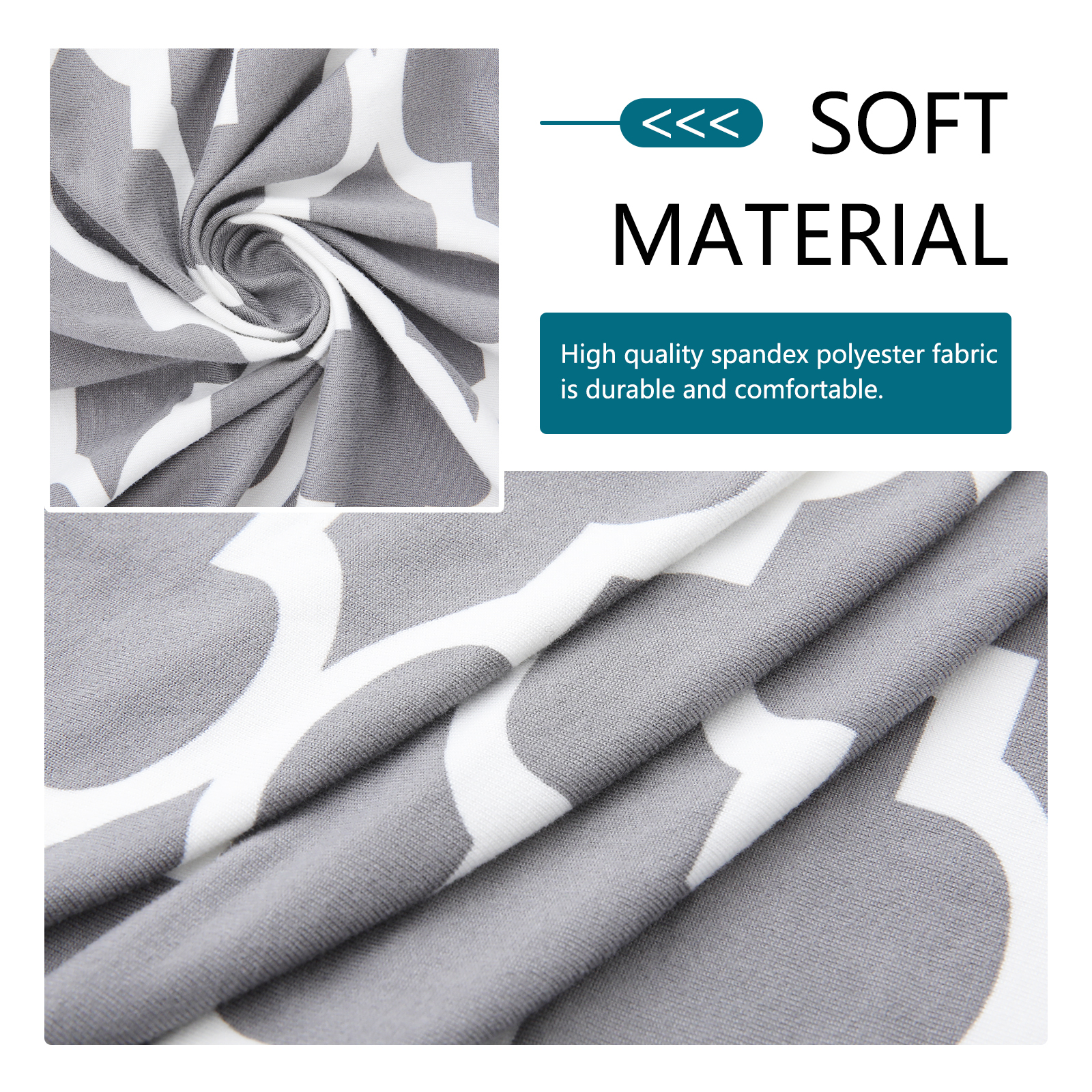 Printed Sofa Couch Cushion Covers- Light Grey Moroccan