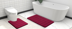 Rugs&Mats-Memory Foam 3 Pieces Bathroom Rug-Wine Red